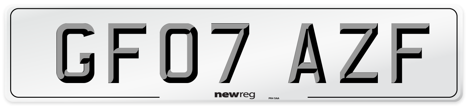 GF07 AZF Number Plate from New Reg
